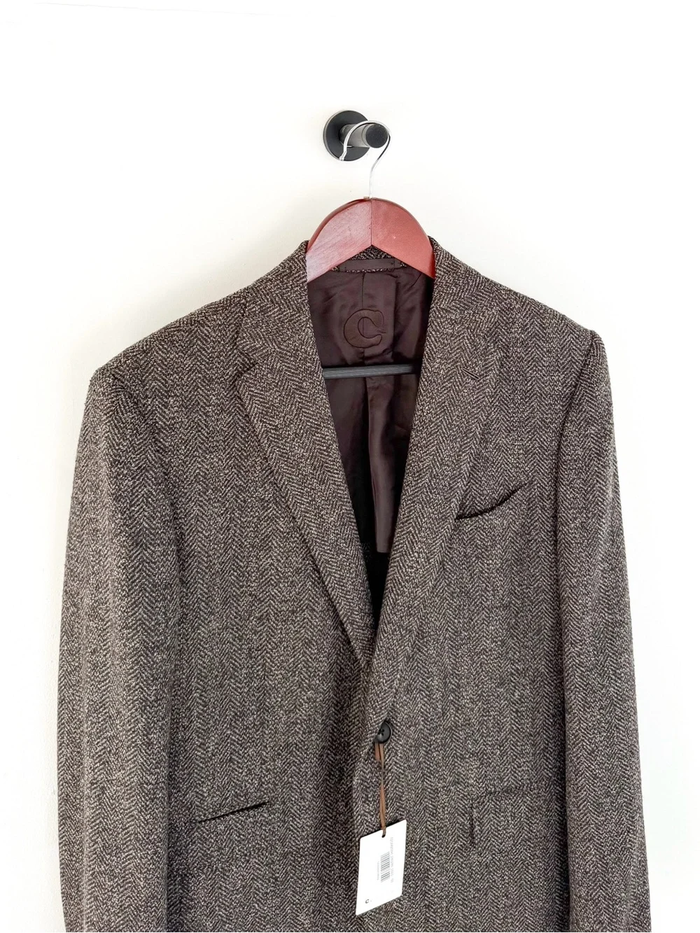 NWT NEW Caruso Tweed Brown Herringbone Wool Silk Blazer Classic Sport Coat 40R